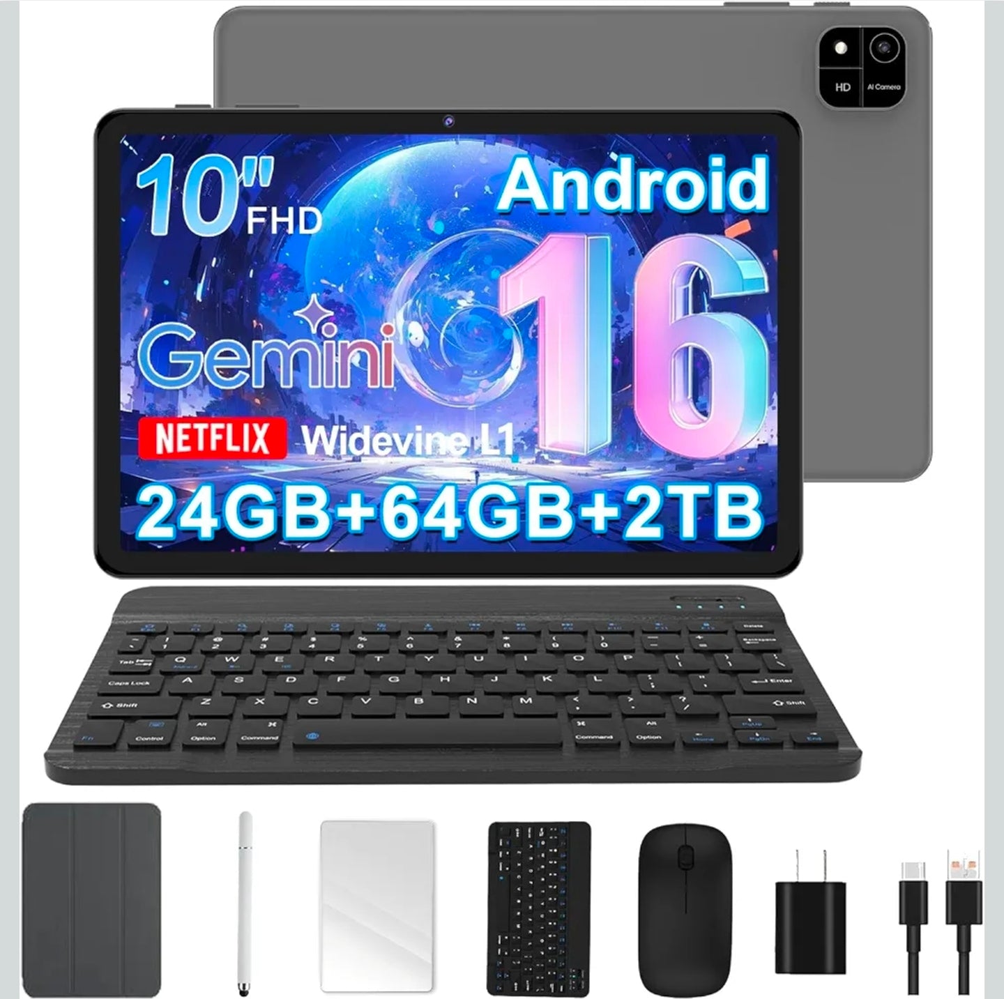 Tablet de 10" Android 16, 24 GB de RAM 64 GB ROM