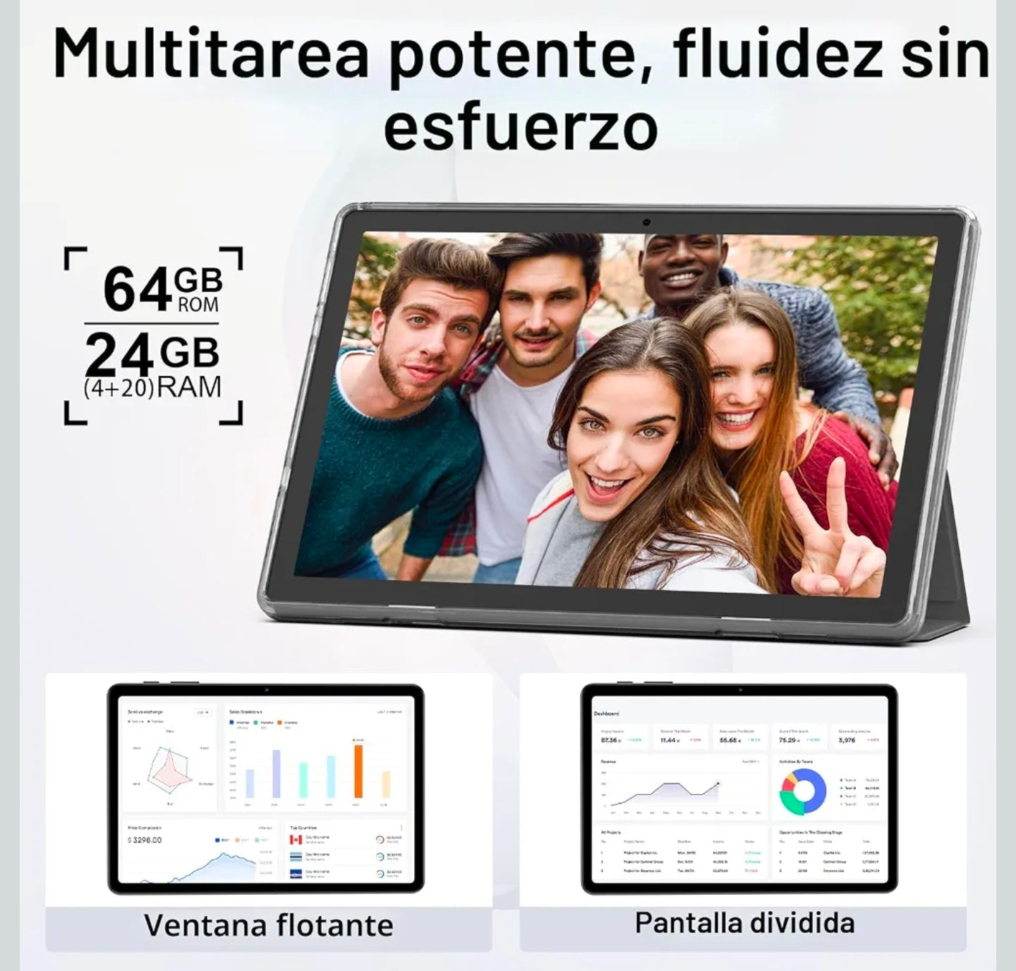 Tablet de 10" Android 16, 24 GB de RAM 64 GB ROM