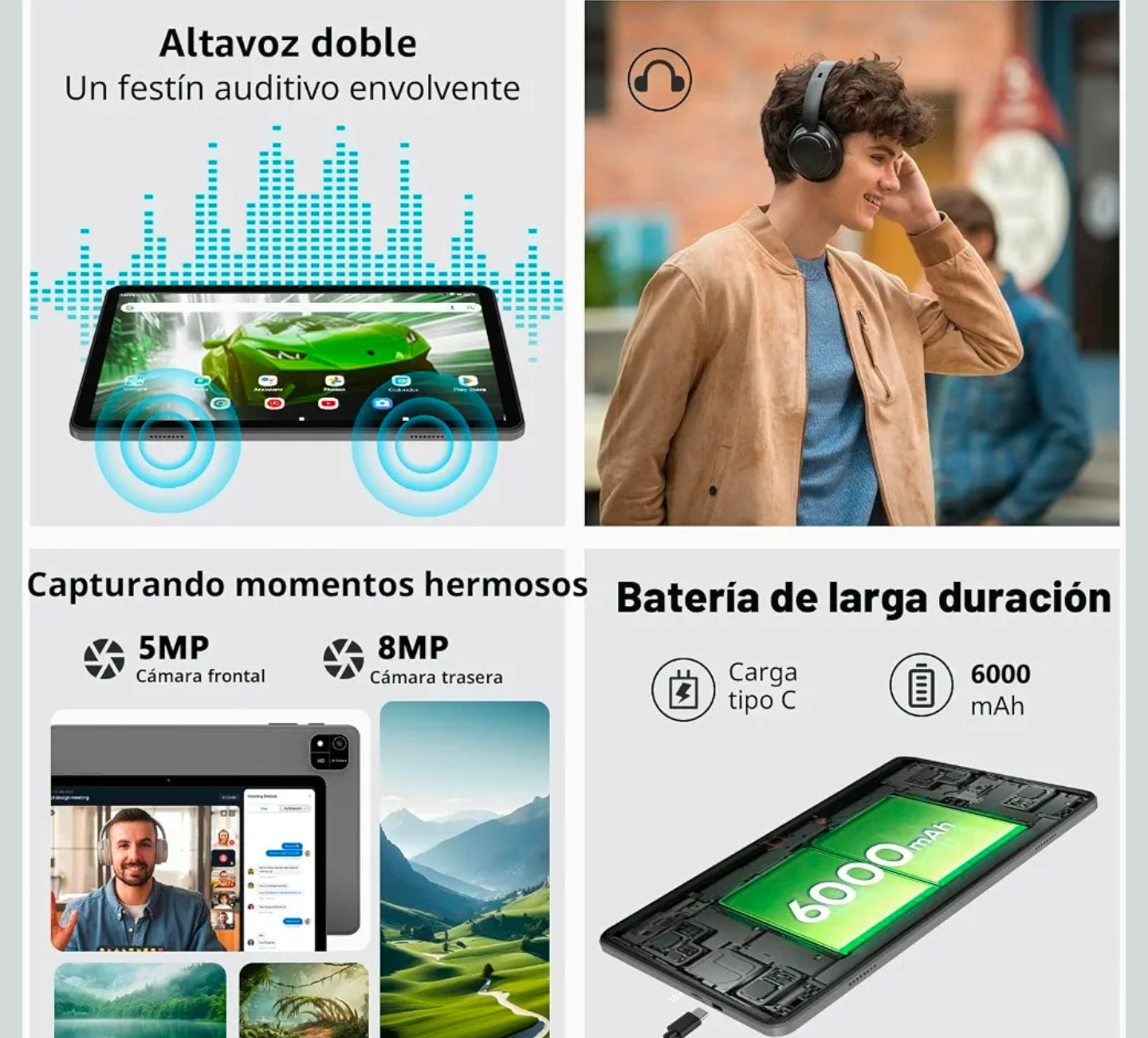 Tablet de 10" Android 16, 24 GB de RAM 64 GB ROM